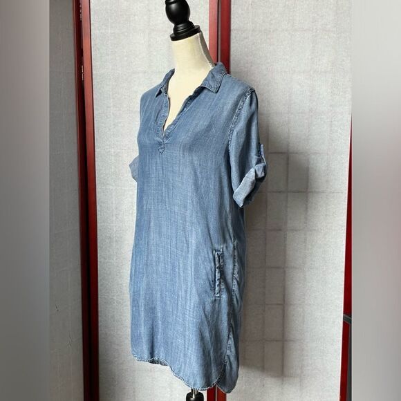 Velvet Heart Chambray Blue Collared Pullover Shirt Dress w/Pockets (Size: Small - Picture 8 of 15